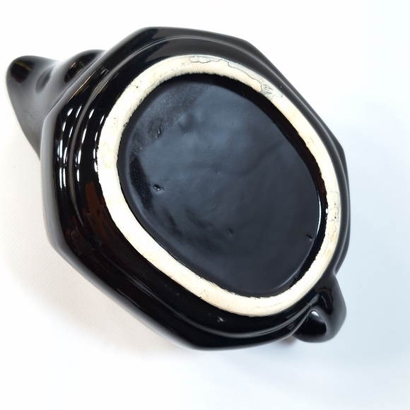 Vintage Black Octagon Shaped Gravy Boat  Dish - Picture 7 of 9